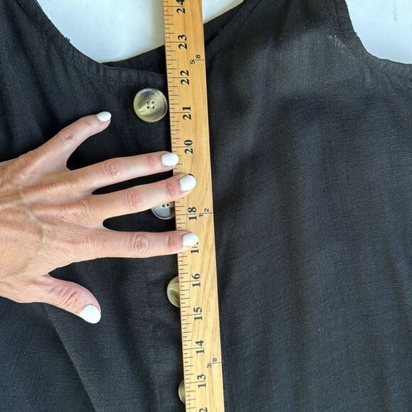 ASOS Linen Button Strap Jumpsuit Size 6 Black Boho Lightweight Pockets Lagenlook - Picture 13 of 16